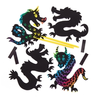 Dragon Scratch Art Magnets (Pack of 10) Art Craft Kits
