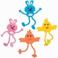 Easter Bendies (Pack of 4) 4 Assorted Colours,  5.5cm Approx,  Easy Party Bag Filler