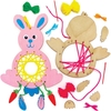 Easter Bunny & Chick Wooden Dreamcatcher Kits (Pack of 4) Self-Assemble & Design,  4 Ribbon Colours
