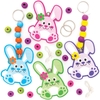 Easter Bunny Keyring & Bag Dangler Kits (Pack of 4) 6 Assorted Bead Colours,  4 Designs,  Finished size 12cm