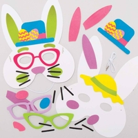 Easter Bunny Mask Kits (Pack of 4) Self Adhesive Foam Pieces & Elastic Included,  4 Assorted Designs