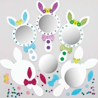 Easter Bunny Mirror Kits (Pack of 4) Easter Crafts For Kids 4 assorted colours - Pink,  Purple,  Blue & Green