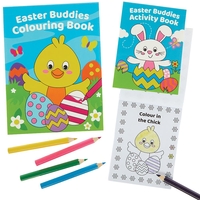 Easter Characters Activity Packs (Per 4 packs) Easter Toys 5 pencil colours - Pink,  Green,  Purple,  Blue & Yellow
