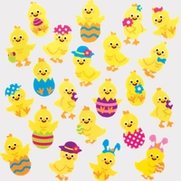 Easter Chick Felt Stickers (Pack of 100) 20 Assorted Designs,  Self-Adhesive Felt