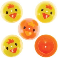 Easter Chick Jumping Poppers (Pack of 12) 2 Assorted Colours,  Great Party Bag Filler,  32mm Diameter