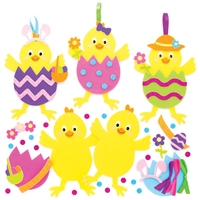 Easter Chick Mix & Match Decoration Kits (Pack of 8) All-In-One Foam Craft Kit,  8 Assorted Designs,  No Glue Needed