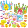 Easter Crown Kits (Pack of 3) 3 Assorted Crown Colours & Designs,  Self-Adhesive Foam Pieces Included