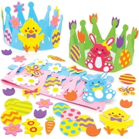 Easter Crown Kits (Pack of 3) 3 Assorted Crown Colours & Designs,  Self-Adhesive Foam Pieces Included