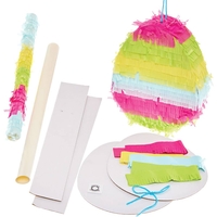 Easter Egg Pinata Kit (Each) 4 assorted colour strips - Pink,  Blue,  Green & Yellow