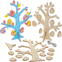 Easter Egg Wooden Tree Kits (Pack of 2) Easter Crafts For Kids,  No Glue Required,  Easy Assemble & Decorate