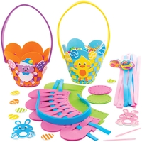 Easter Foam Basket Weaving Kits (Pack of 4) Easter Crafts For Kids,  4 Colours - Pink,  Green,  Orange & Blue,  Sewing & Weaving
