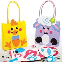 Easter Gift Bag Kits (Pack of 4) Easter Party Supplies 4 assorted bag colours - White,  Purple,  Yellow & Pink