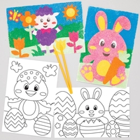 Easter Sand Art Pictures (Pack of 8) Easter Crafts For Kids,  8 Assorted Designs,  Gifts For Children,  Self-Adhesive Card