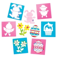 Easter Stencils (Pack of 6) 2 Stencil Colours & 6 Assorted Themed Designs,  14cm x 15cm,  Washable Plastic