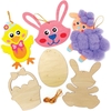 Easter Wooden Decoration Blanks (Pack of 12) 6 Assorted Designs,  Gold Cord Included,  Decorate & Personalise