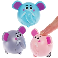 Elephant Pull Back Racers (Pack of 6) Pocket Money Toys 3 assorted colours - Grey,  Blue & Pink