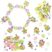 Fairy Charm Bracelet Kits (Pack of 3) Jewellery 3 assorted colourways - Green/Purple,  Green/Yellow & Green/Pink