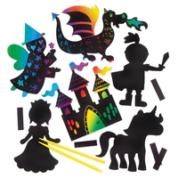 Fairy Tale DIY Fridge Magnets - 10 Scratch Art Magnets. Craft Fridge Magnets. Fairy Tale Crafts. Size 10-14cm.