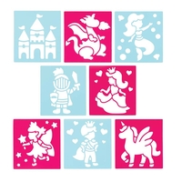 Fairy Tale Stencils (Pack of 8) Art Supplies,  Art Materials 2 stencil colours - Pink & Blue