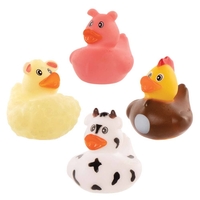 Farm Animal Rubber Ducks (Pack of 8) Fun Floating Bath Toys,  4 Assorted Designs