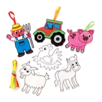 Farm Suncatchers (Pack of 10) Decoration Craft Kits 5 ribbon colours - Yellow,  Red,  Blue,  Green & Orange