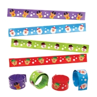 Festive Friends Snap-on Bracelets (Pack of 8) Christmas Toys 4 assorted colours - Green,  Purple,  Red & Blue