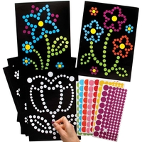 Flower Dotty Sticker Art (Pack of 8) Art Craft Kits 7 assorted sticker colours - Red,  Yellow,  Green,  Blue,  Orange,  Pink & Purple
