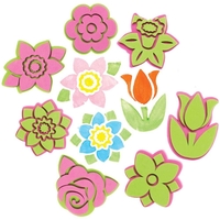 Flower Foam Stampers (Pack of 10) Art Supplies,  Art Materials 2 foam colours - Green & Pink