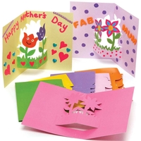 Flower Pop-out Cards (Pack of 10) Craft Blanks & Bases 8 assorted colours - Orange,  Light Yellow,  Blue,  Purple,  Pink,  Light Pink,  Green & Light Purple