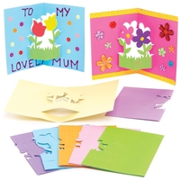 Flower Pop-out Greeting Card Blanks (Pack of 8) Craft Blanks & Bases 8 assorted card colours - Orange,  Yellow,  Blue,  Purple,  Pink,  Violet,  Green & Hot pink