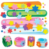Flower Snap-on Bracelet Kits (Pack of 4) Jewellery 4 assorted bracelet colours - Pink,  Blue,  Green & Orange