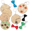 Football Wooden Cross Stitch Keyring Kits (Pack of 5) Sewing & Weaving Craft Kits 5 assorted thread colours - Black,  White,  Red,  Blue & Green
