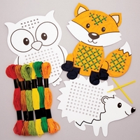 Forest Animal Cross Stitch - 5 Cross Stitch Kits With Woodland Animals. Cross Stitch For Kids. Size 17x13cm.