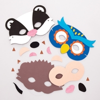 Forest Animal Foam Mask Kits - 4 Kids Carnival Masks. Kids Mask Making Kits. Size 17-19cm.