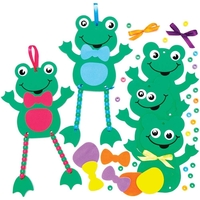 Frog Dangly Legs Decoration Kits (Pack of 5) Decoration Craft Kits 6 assorted bead colours - Yellow,  Blue,  Pink,  Orange,  Green & Purple