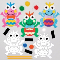 Frog DIY Fridge Magnets - 6 Sand Art Magnet Kits. Craft Fridge Magnets. Frog Crafts. Sand Art For Kids. Size 13cm x 11cm.