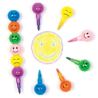 Funky Face Pop-a-Crayons (Pack of 10) Drawing 6 assorted colours - Orange,  Blue,  Green,  Pink,  Yellow & Purple