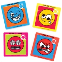 Funky Faces Sliding Puzzles (Pack of 6) Creative Play Toys 6 assorted colours - Yellow,  Green,  Blue,  Red,  Pink & Orange