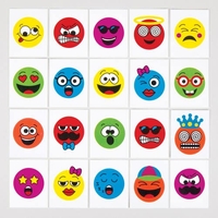 Funky Faces Temporary Tattoos (Pack of 48) 24 Assorted Designs,  Easy Apply & Removal