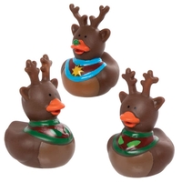 Funky Reindeer Rubber Ducks (Pack of 6) Christmas Toys