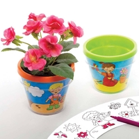 Garden Colour-in Flowerpots (Pack of 3) Nature Craft Kits 3 flowerpot colours - Green,  Orange & Blue