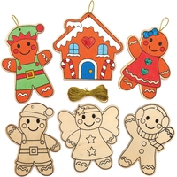 Gingerbread Man Wooden Decorations (Pack of 12)
