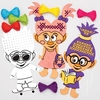 Hairy Heads Colour-in Cross Stitch Kits (Pack of 5) Sewing & Weaving Craft Kits 6 thread colours - Yellow,  Red,  Purple,  Blue,  Pink & Green