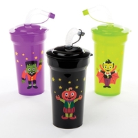 Halloween Bendy Straw Cups (Pack of 4)
