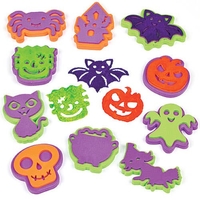 Halloween Foam Stampers (Pack of 10) Halloween Craft Supplies Assorted foam colours - Green,  Purple & Orange