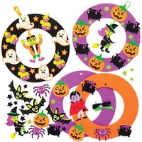 Halloween Wreath Kits (Pack of 3) Halloween Crafts 3 wreath colours - Orange,  Black & Purple