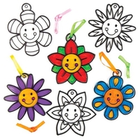 Happy Face Flower Suncatcher Decorations (Pack of 8) Decoration Craft Kits
