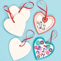 Heart Ceramic Hanging Decorations 8cm (Box of 5) Decoration Craft Kits,  Good For All Occassions,  Paint & Hang