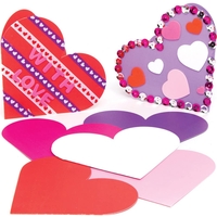 Heart Greeting Cards (Pack of 12) Craft Blanks & Bases 6 assorted colours - Pink,  White,  Bright Pink,  Violet,  Purple,  Red