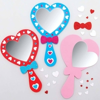 Heart Mirror Kits (Pack of 4) Craft Kits For Kids 4 assorted colours - Pink,  Purple,  Red & Blue